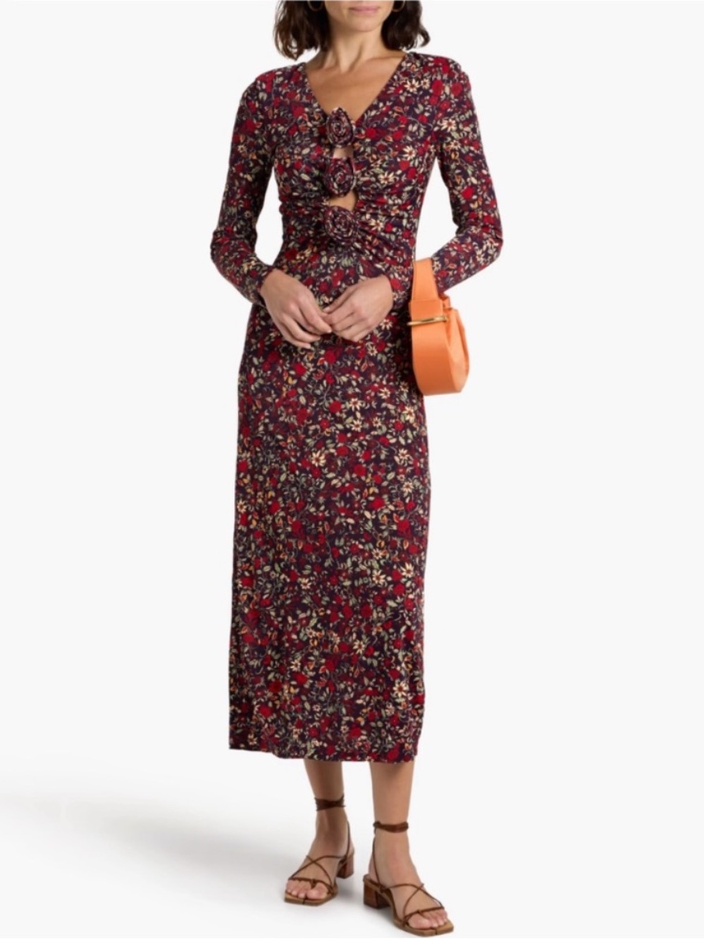 Farm Rio Chelsea Garden Floral Midi Dress Rose Knotted Maxi Medium $248
